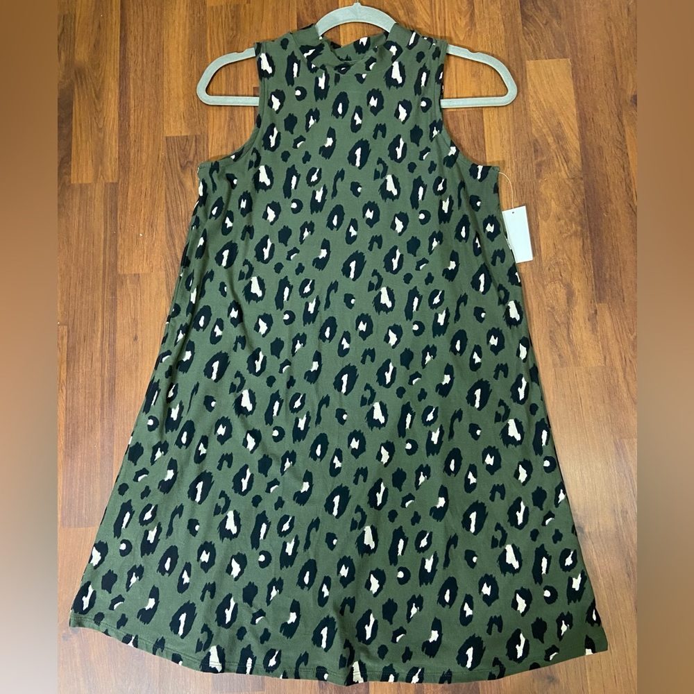 NWT Olive Green Leopard Print Dress